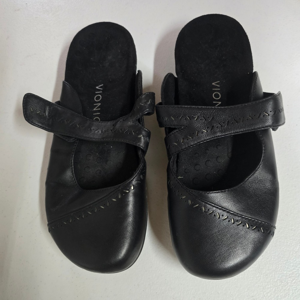 Vionic Allegra Black Leather Mary Jane Slip On Comfort Shoes Women‎ Size 8